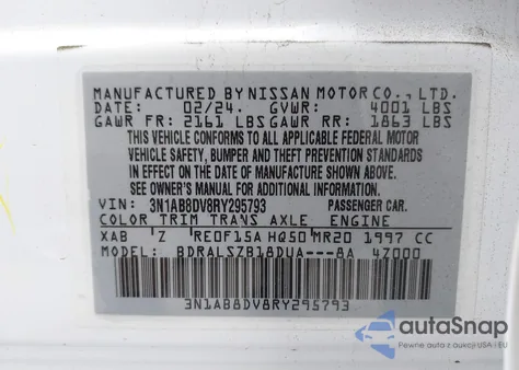 2024 Nissan Sentra Sr Xtronic Cvt from USA, damaged, VIN 3N1AB8DV8RY295793
